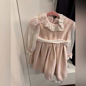 Delicate Pink Lace-Trim Baby Dress